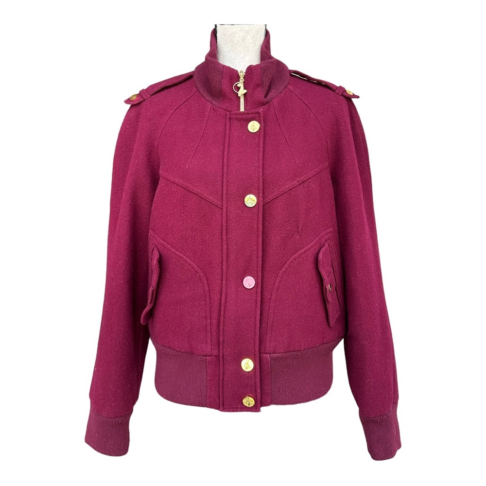 Womens Baby Phat Pink wool Zip Lined      Buttons‎ jacket Size Large